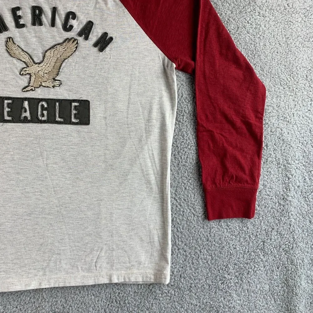 NEW American‎ Eagle T shirt Mens XL Gray Red Vintage Classic Fit Raglan Baseball